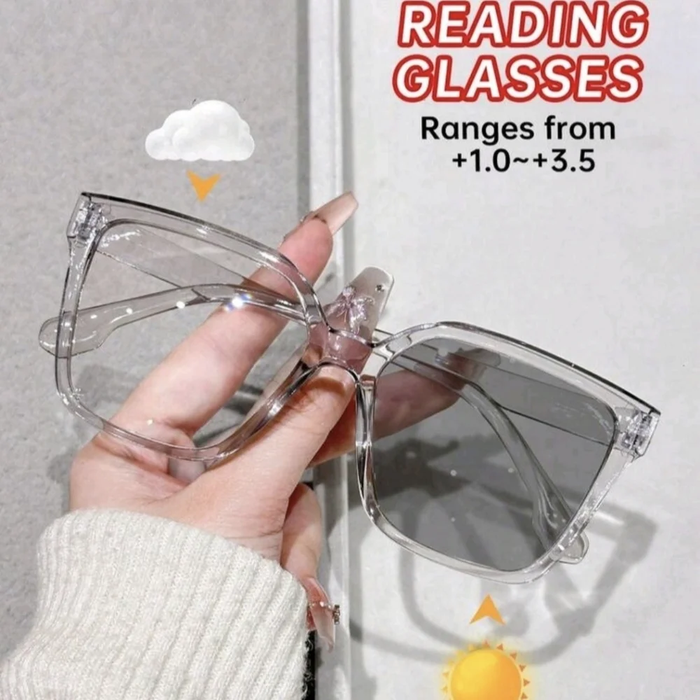 NEW Grey Oversize Fashion Transitional Reading (1.00) Glasses